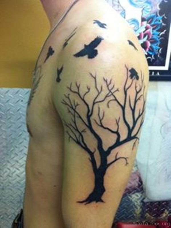 Flying Birds and Tree Tattoo