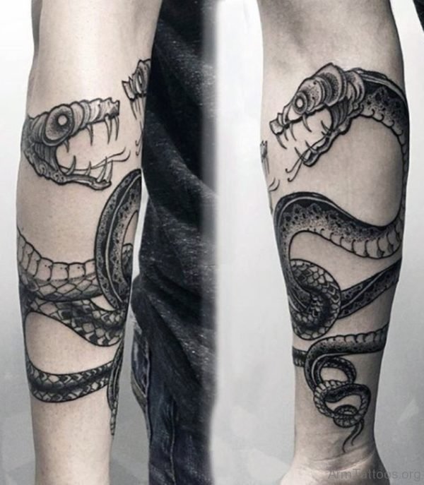Forearm Aztec Snake Tattoo For Men