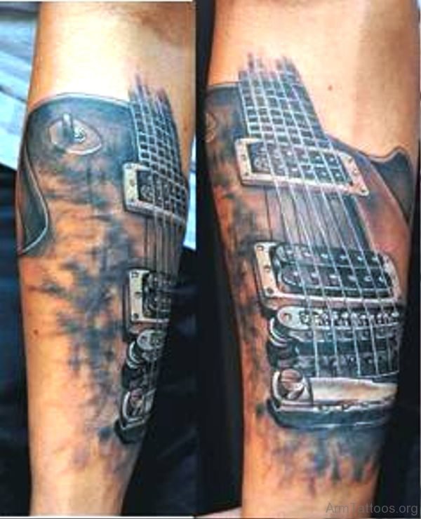 Guitar Tattoo Design On Arm 