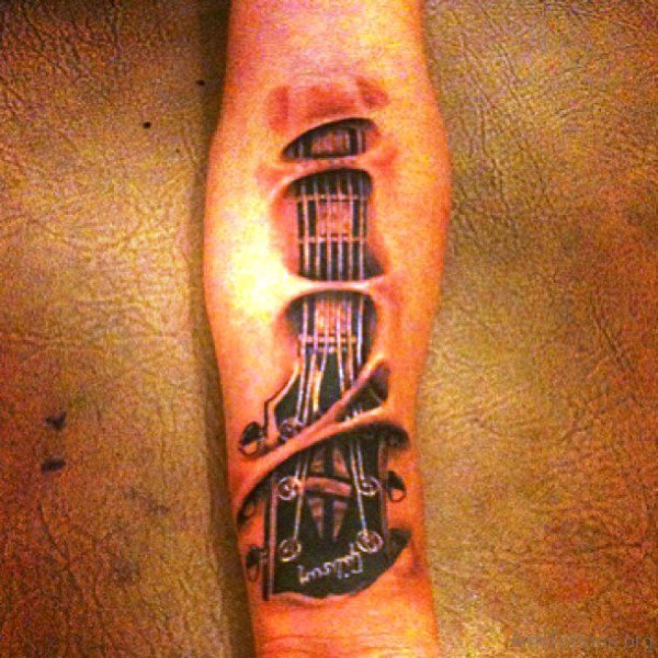 Guitar Tattoo On Arm 