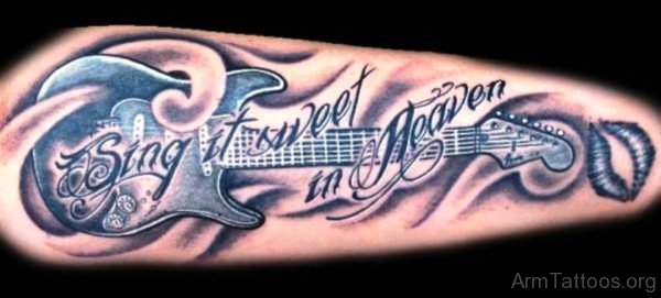 Guitar Tattoo With Wording 