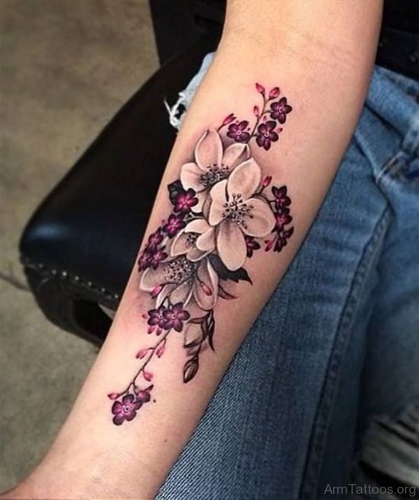 Forearm Natural Flower Tattoos for Girls