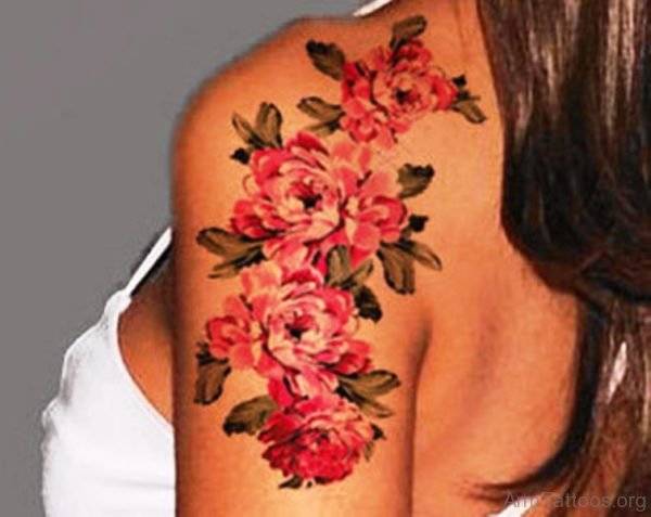 Four Beautiful Flower Colored Tattoo On Arm 