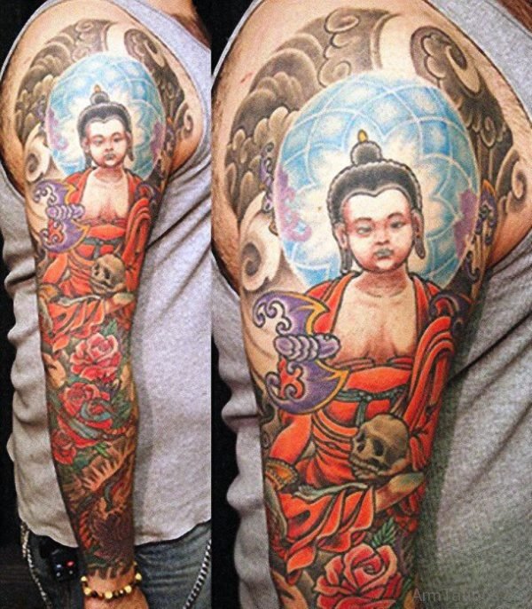  Great Buddha Tattoo Design  On Arm 