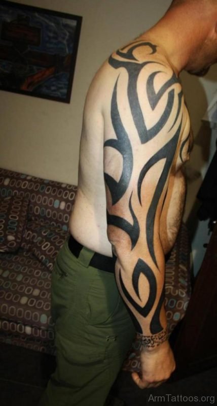 Full Sleeve Tribal Tattoo Design For Men