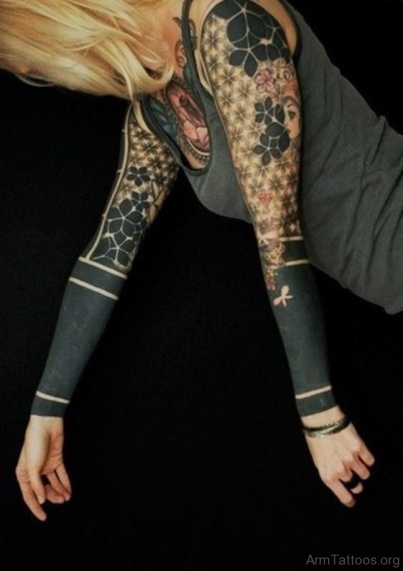 Full Sleeve Tribal Tattoo For Girls