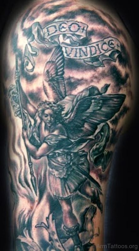 Funky Angel Tattoo Design On Arm