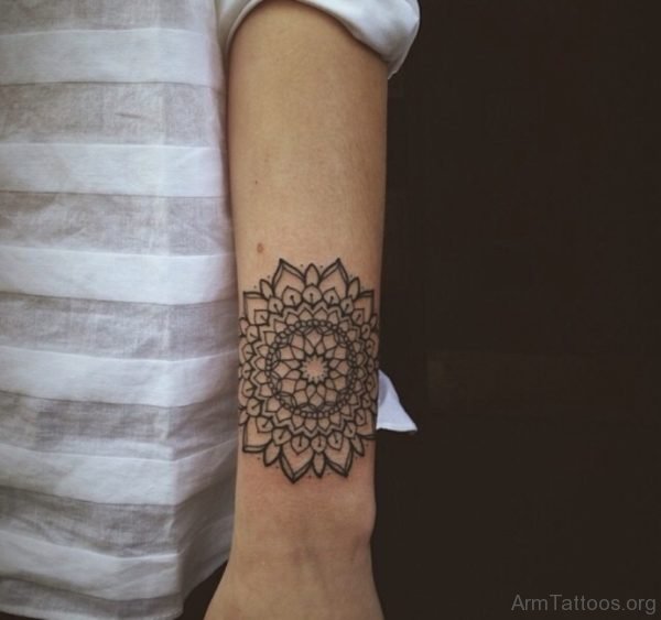 Funky Mandala Tattoo On Arm 