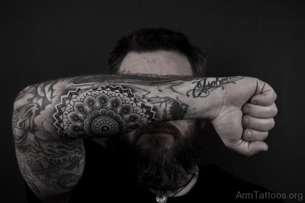 Funky Mandala Tattoo On Arm