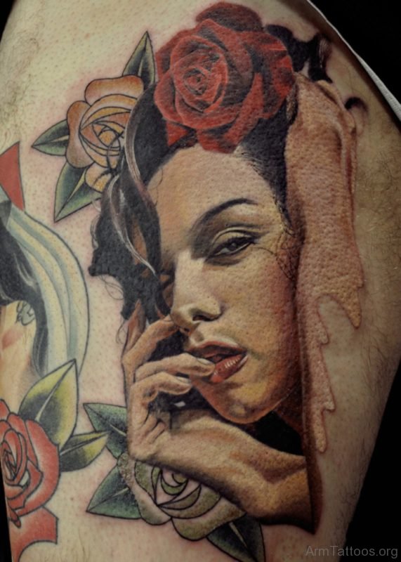 Funky Portrait Girl Tattoo 