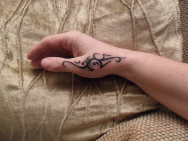 Funky Tribal Tattoo On Hand