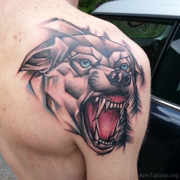 Funky Wolf Tattoo 