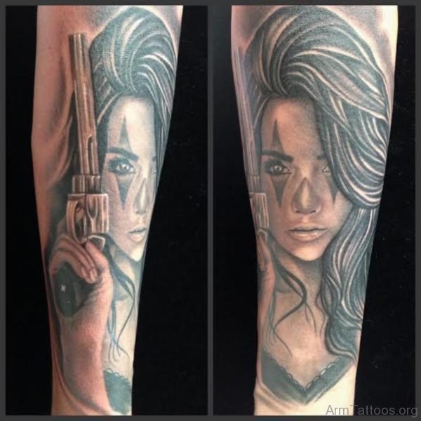 Gangster Girl Portrait Tattoo 