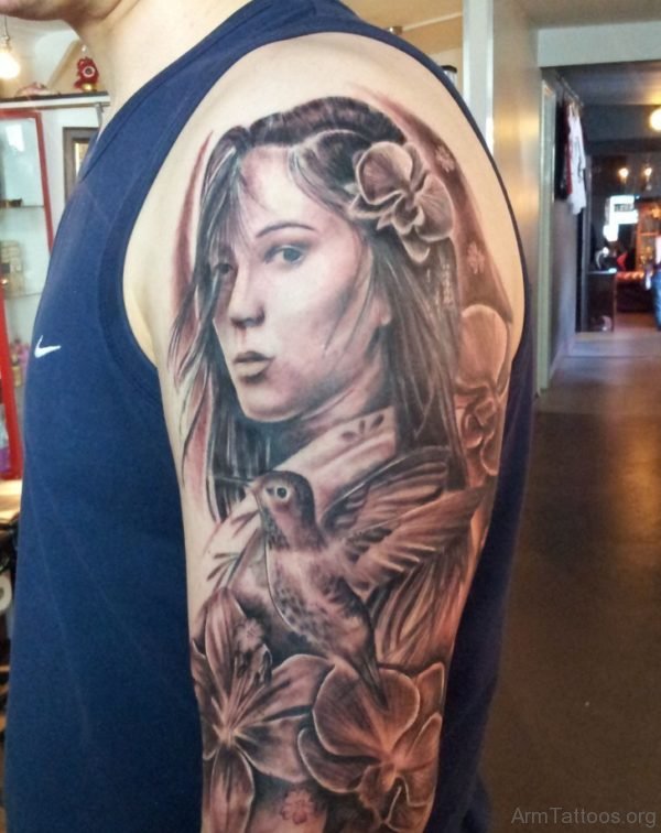 Geisha Girl Portrait Tattoo 