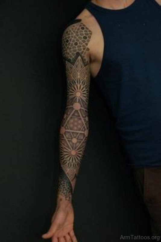 Geometric Tattoo On Full Sleeve