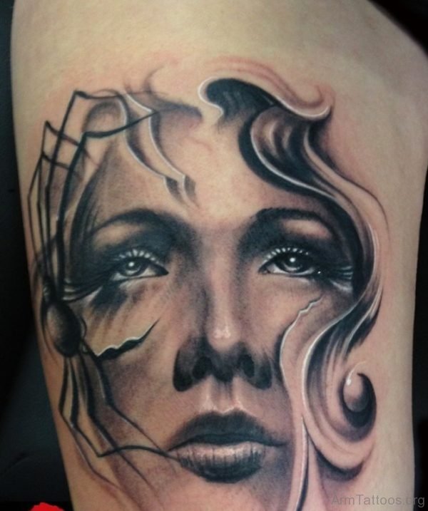 Girl Face Portrait Tattoo 