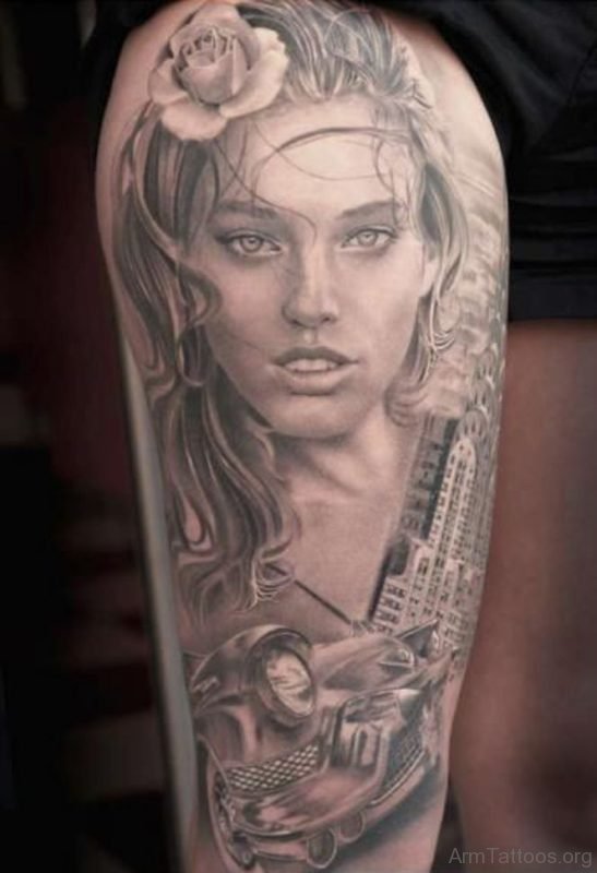 Girl Portrait Tattoo Design 