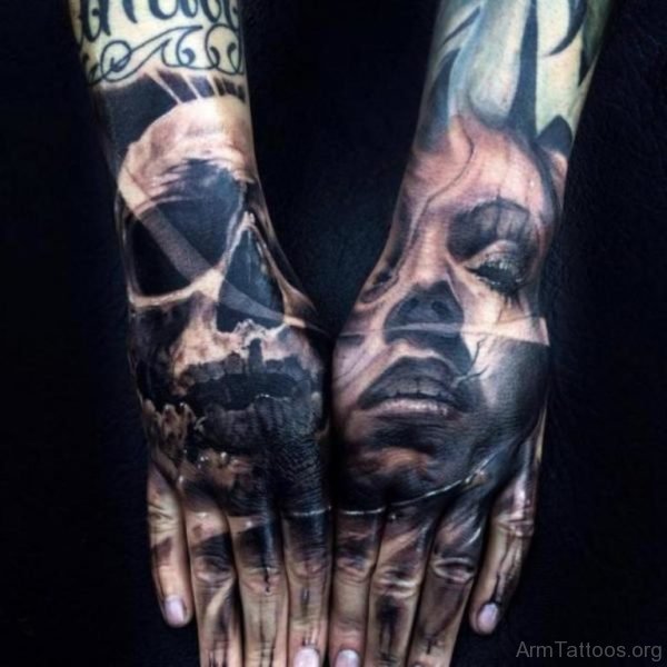 Girl face Skull Tattoo
