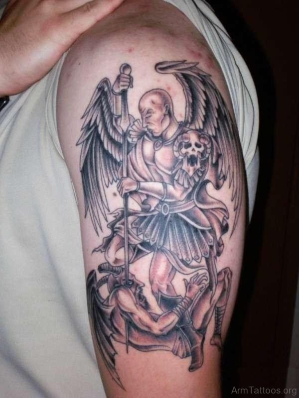 Good Looking Guardian Angel Tattoo On Shoulder