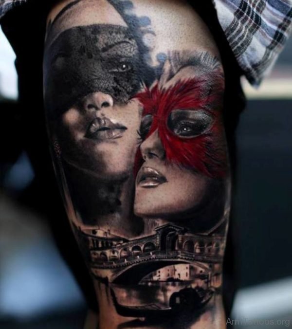 Good Looking Venetian Mask Tattoo