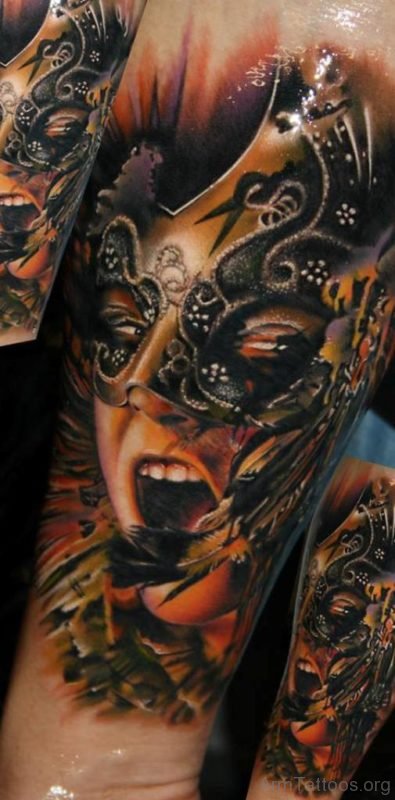 Good Looking Venetian Mask Tattoo 