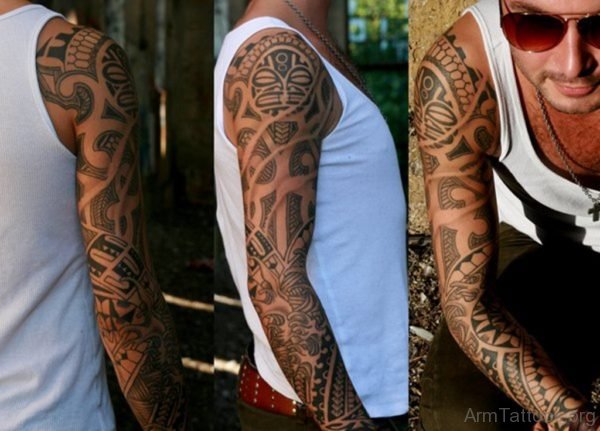 Great Maori Tribal Tattoo For Arm 