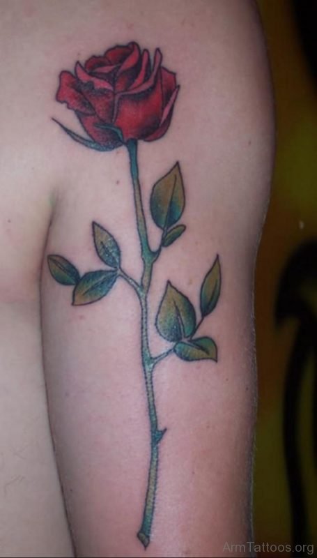 Great Rose Tattoo On shoulder