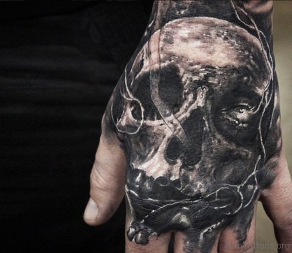 Great Skull Tattoo Design On Hand