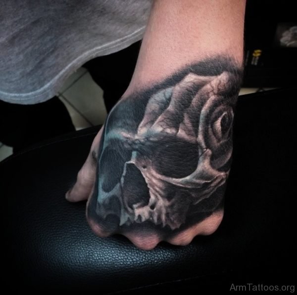 Great Skull Tattoo On Hand