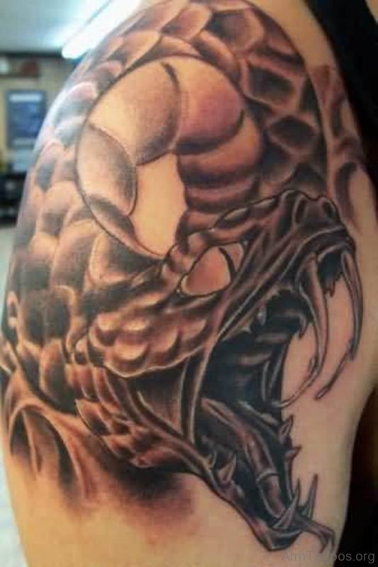 Great Snake Tattoo For Shoulder