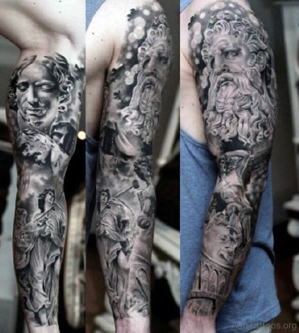 Greek God Tattoo On Full Sleeve