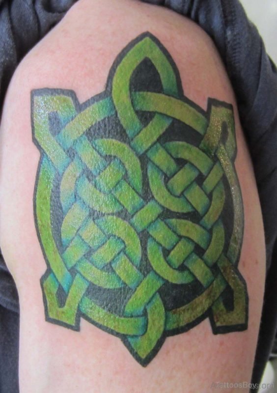 Green Color Celtic Tattoo