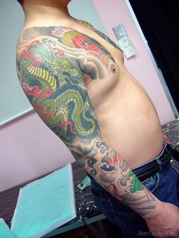 Green Colored Dragon Tattoo