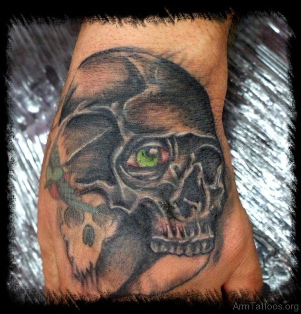 Green Eye Skull Tattoo