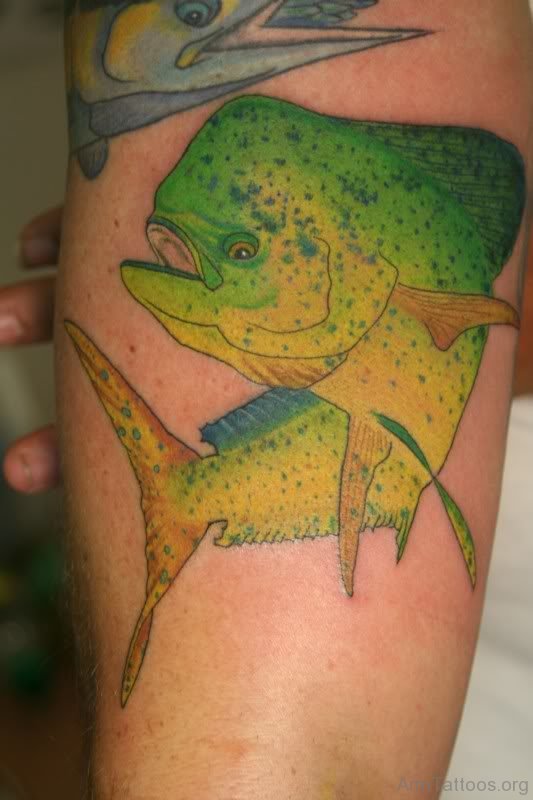 Green Fish Tattoo Design 