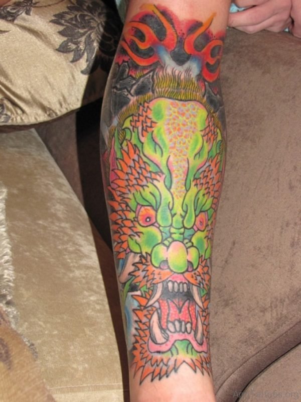Green Ink Dragon Tattoo