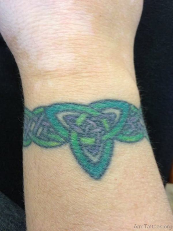 Green Mandala Tattoo On Arm 