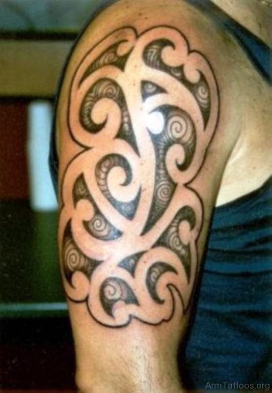 Grey And Black Maori Tattoo 