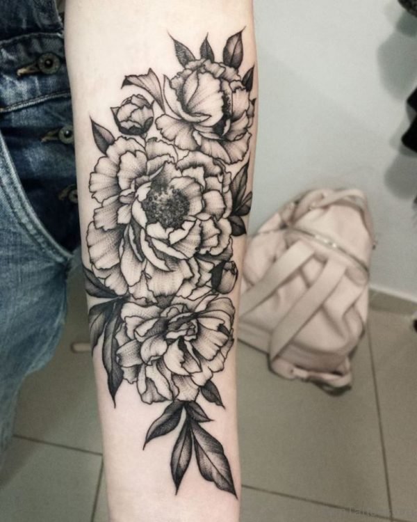 Grey Flowers Tattoo