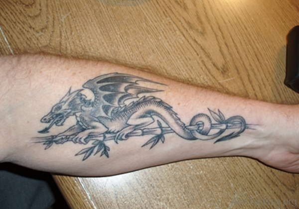 Grey Ink Dragon Tattoo 