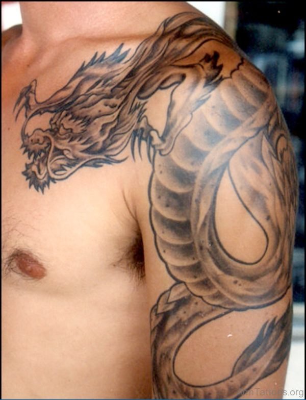 Grey Ink Dragon Tattoo