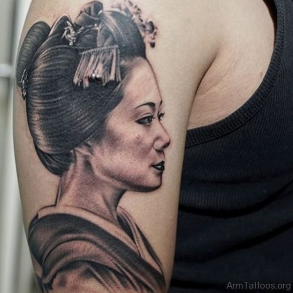 Grey Ink Geisha Tatto