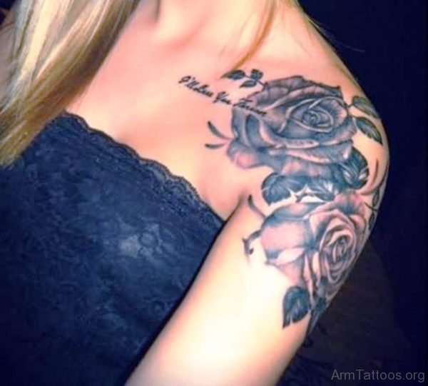 Grey Ink Rose Flower Tattoo Design 