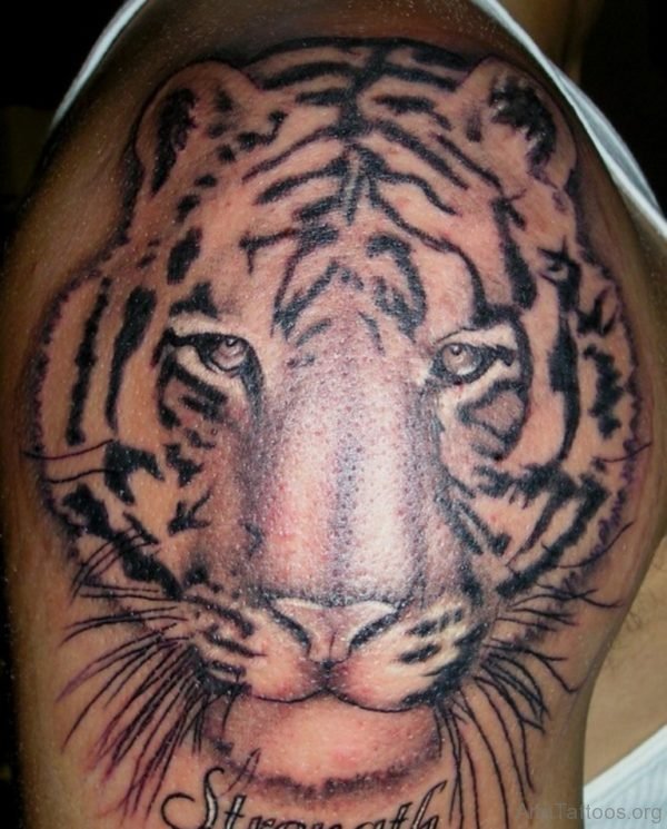 Grey Ink Tiger Tattoo