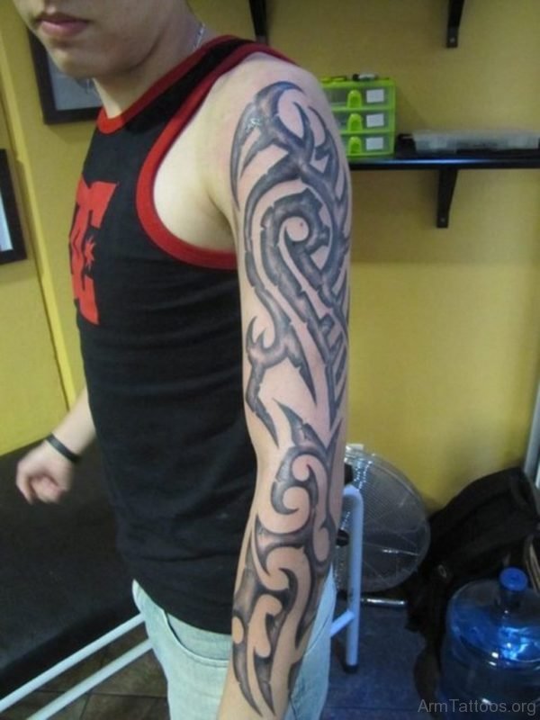 Grey Ink Tribal Tattoo Design