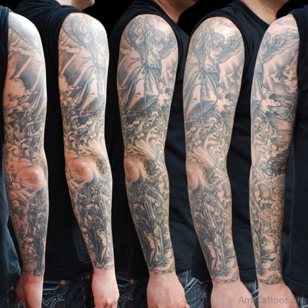Grey Ink Warrior Tattoo
