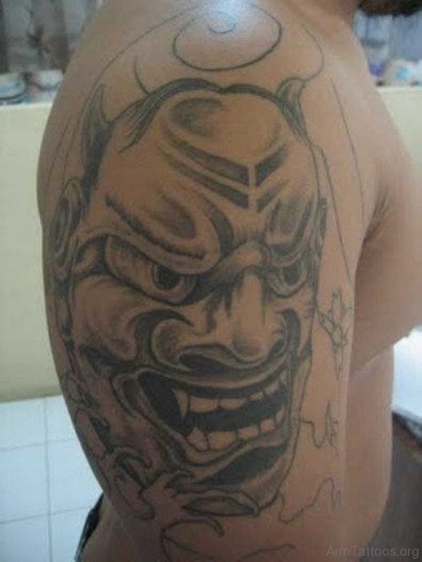 Grey Mask Tattoo Design