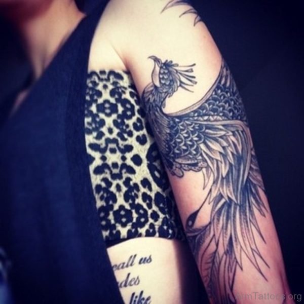 Grey Phoenix Tattoo On Arm