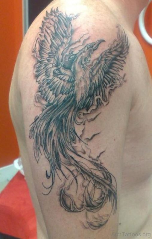 Grey Phoenix Tattoos On Arm