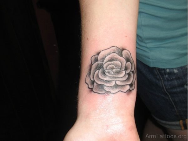 Grey Rose Tattoo On Wrist 